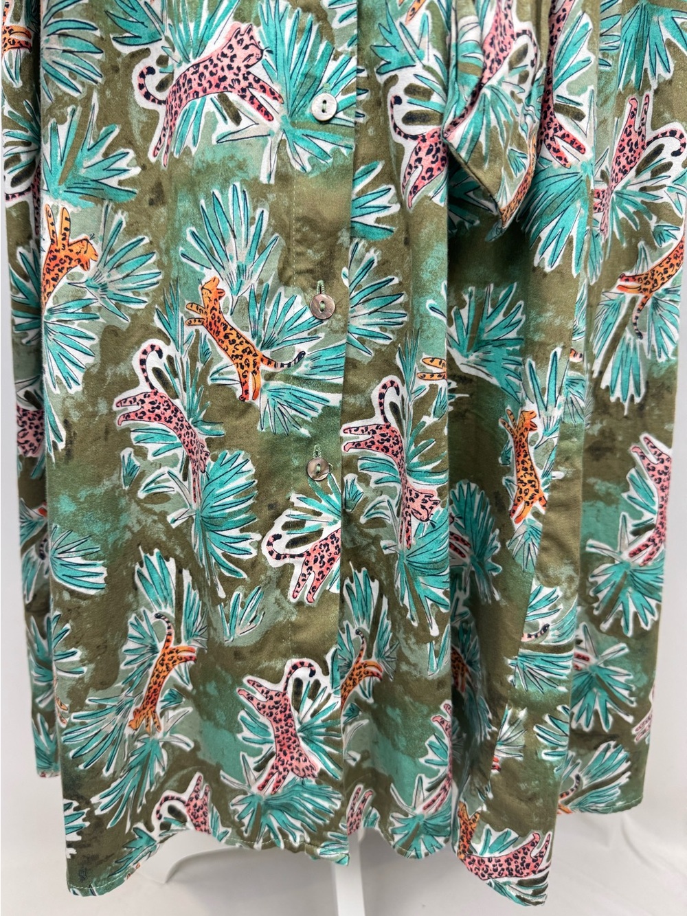 Nic+Zoe Pouncing Panthers Shirtdress Sleeveless Cotton Blend Size XL Safari - Picture 4 of 8